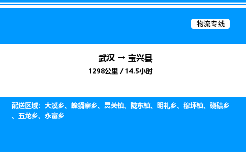 武漢到寶興縣物流專(zhuān)線-武漢至寶興縣貨運(yùn)公司